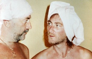 Lord and Glover in towels