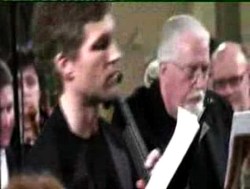 Matthew Barley with Jon Lord during the inaugural performance of Durham Concerto in 2007. Photo from promo film