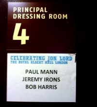 Paul Mann and Bob Harris dressing room at Royal Albert Hall. Photo: Paul Mann