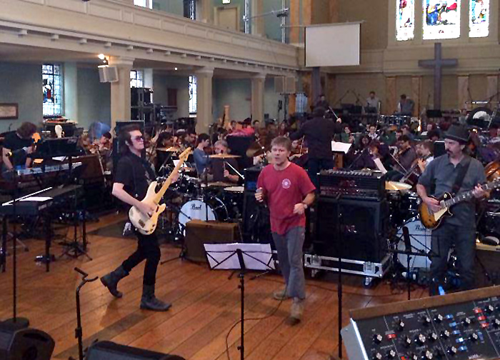 Rehearsal at St. Mary's church, London. Photo: Sunflower Jam