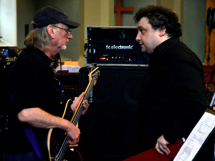 Roger Glover and Paul Mann during rehearsals. Photo: Nigel Hopkins