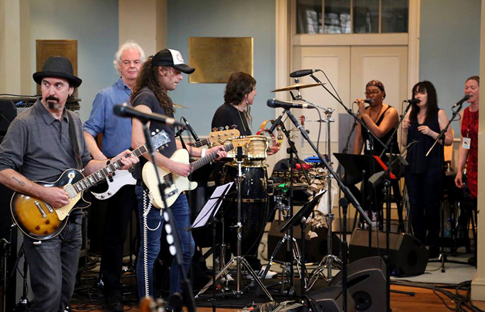 The House Band rehearses at St. Mary's - Micky Moody, Neil Murray, Murray Gould, Mario Argandoña. Photo: Towards Infinity